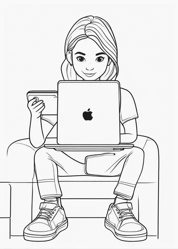 girl at the computer,woman eating apple,flat blogger icon,coloring pages,coloring page,apple pie vector,girl sitting,blogger icon,coloring pages kids,macbook,girl studying,apple icon,illustrator,women in technology,macbook pro,apple desk,apple design,freelancer,apple macbook pro,vector illustration,Illustration,Black and White,Black and White 04