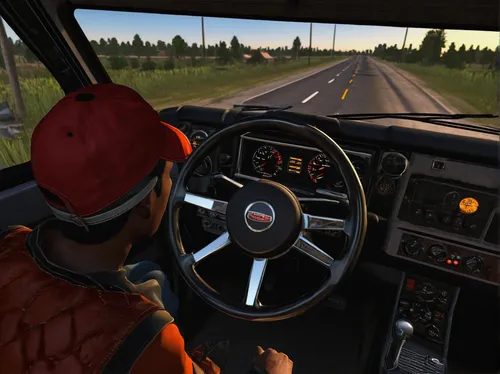 behind the wheel,volvo 850,cruising,volvo 700 series,trucker,interstate,freeway,dashboard,steering wheel,volvo s70,cockpit,steering,volvo 300 series,volvo 9300,open road,drive,driving,in-dash,screenshot,driver,Illustration,Realistic Fantasy,Realistic Fantasy 31