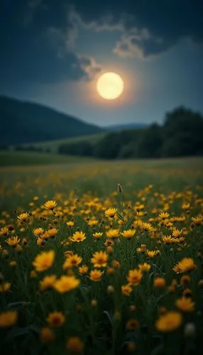 dandelion field,flower in sunset,arnica,dandelion meadow,flower field,dandelion background,Photography,General,Realistic