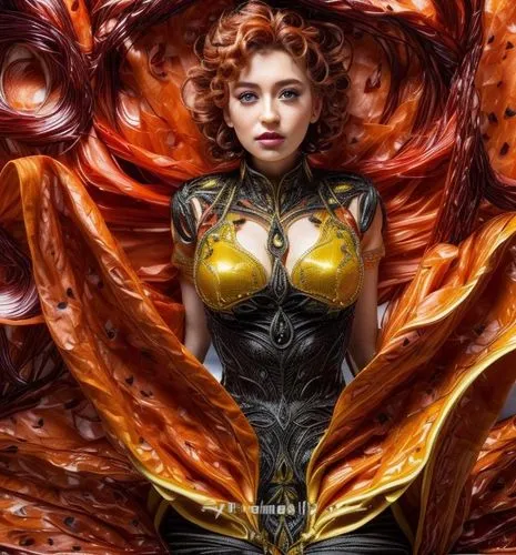 a woman wearing a black bodysuit and yellow panties,witchblade,siryn,barbarella,kerrigan,madelyne,kerrii