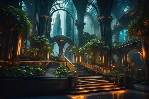 labyrinthian,titanum,theed,hall of the fallen,arenanet,sanctum,lair,atriums,amazonica,calydonian,barrayaran,futuristic landscape,neotropical,rivendell,tropical jungle,philodendrons,citadels,sanctuary,kadala,environments,Illustration,Paper based,Paper Based 04