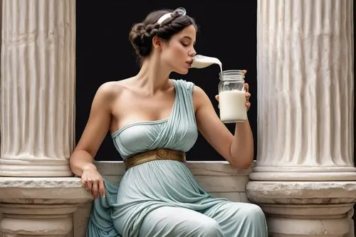 art deco woman,woman drinking coffee,classicist,themis,andromache,grecian,athena,neoclassicist,medea,poppaea,caryatid,justitia,maenad,delphi,neoclassic,hippolyta,agrippina,eleusinian,holding cup,caesonia,Conceptual Art,Fantasy,Fantasy 23