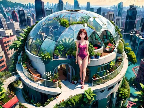 ecotopia,futuristic architecture,biospheres,glass sphere,terraformed,sky space concept,Anime,Anime,General