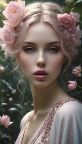 wild roses,wild rose,faery,rosa 'the fairy,persephone,peach rose,Conceptual Art,Fantasy,Fantasy 11