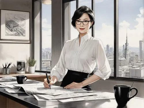 secretarial,businesswoman,secretaria,business woman,japanese woman,bussiness woman,office worker,ayako,mari makinami,mitsuko,pitchwoman,blur office background,masako,toshiko,hiroko,xiaofei,secretariats,businesswomen,business women,yumei,Illustration,Paper based,Paper Based 30