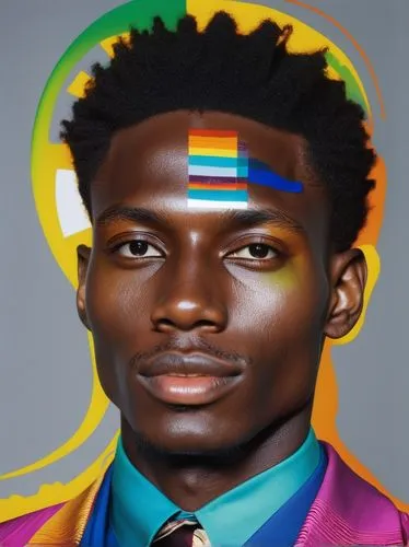 Experimentieren Sie mit verschiedenen oil-Wachs-fließt-Konzeptfoto-Zeichnung Kunst von hellen lichtbrechenden klassischen klaren Farbtönen und Stilen für Gott African chad viele Bauchmuskeln mann Mann