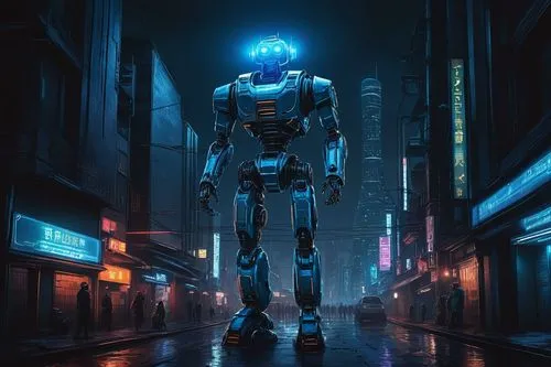 cyberpunk,droid,robot,robotic,cyborg,futuristic,mecha,walking man,mech,bolt-004,cyber,metropolis,ironman,scifi,dystopia,sci-fi,sci - fi,autonomous,bot,terminator,Art,Artistic Painting,Artistic Painting 03