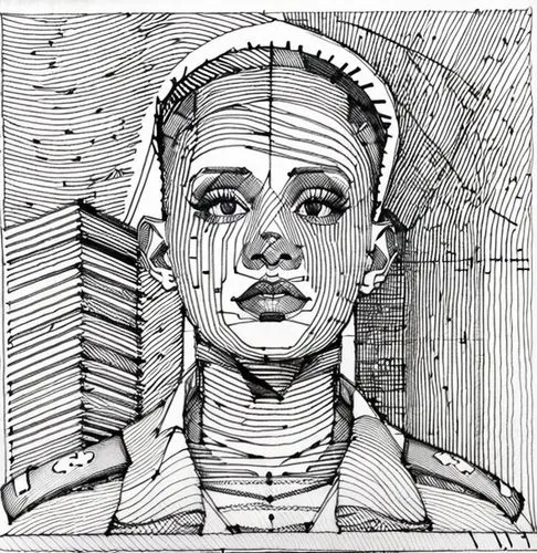 comic halftone woman,pen drawing,head woman,pencil art,cd cover,wireframe graphics,ballpoint pen,wireframe,cyborg,graph paper,pencil drawings,high-wire artist,monoline art,ballpoint,pencil and paper,novelist,african woman,pencils,black woman,graphite,Design Sketch,Design Sketch,None