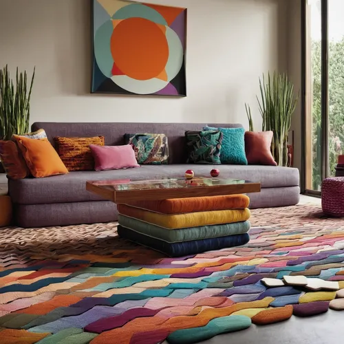 MAH JONG COMPOSITION Missoni Home - Roche Bobois,sofa cushions,mexican blanket,rug,futon pad,flower blanket,hippie fabric,rug pad,contemporary decor,floral rangoli,colorful spiral,color combinations,s