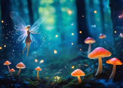 fairy forest,fairy world,mycena,fairies,fairy galaxy,fairy,faerie,little girl fairy,faery,vintage fairies,mushroom landscape,fairyland,fairy village,fairies aloft,fairie,fae,fairy stand,fireflies,fairy lanterns,ballerina in the woods,Art,Artistic Painting,Artistic Painting 42