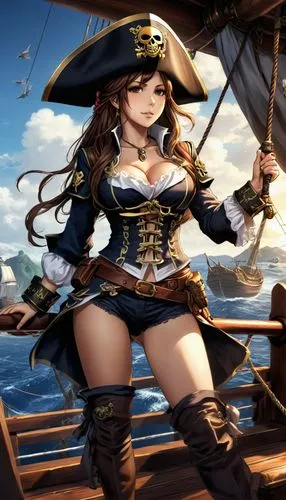 pirate,east indiaman,pirates,seafaring,pirate treasure,galleon,kantai collection sailor,the sea maid,venetia,naval officer,at sea,naval battle,delta sailor,sea fantasy,captain,admiral,black pearl,galleon ship,piracy,manila galleon,Conceptual Art,Fantasy,Fantasy 27