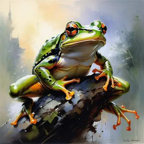 frog background,green frog,litoria,bull frog,tree frogs,treefrog,Conceptual Art,Oil color,Oil Color 03