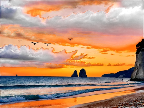 tramonto,petra tou romiou,seascape,beach landscape,beautiful beaches,sunrise beach,the twelve apostles,twelve apostles,beautiful beach,sunset beach,coastal landscape,landscape background,splendid colors,windows wallpaper,rousse,dream beach,mazatlan,biarritz,brazilian beach,seascapes,Conceptual Art,Fantasy,Fantasy 23