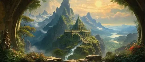 rivendell,gondolin,fantasy landscape,erebor,nargothrond,fantasy picture,Conceptual Art,Fantasy,Fantasy 05