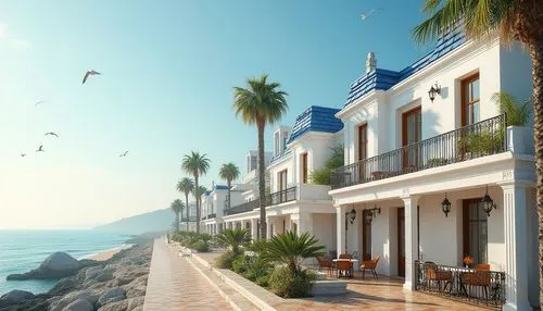 nerja,skopelos,fresnaye,seaside resort,holiday villa,marbella,altea,estepona,beachfront,dodecanese,seaside view,opatija,greek island,bodrum,puerto banus,greek islands,3d rendering,skiathos,bordighera,shorefront,Photography,General,Realistic