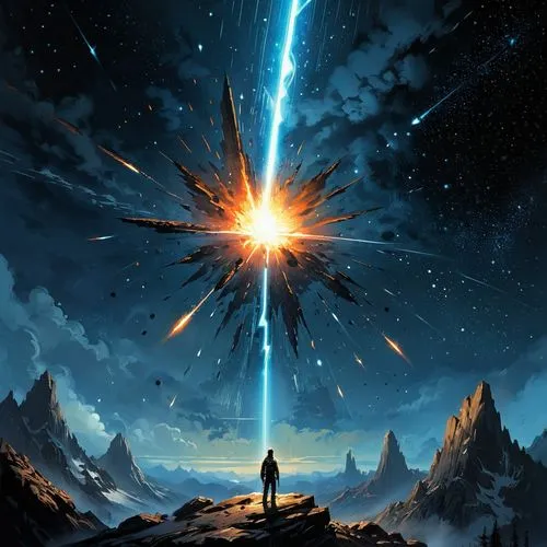 meteor,space art,perseid,falling star,north star,meteor shower,perseids,asteroid,beacon,sci fiction illustration,meteor rideau,falling stars,star illustration,supernova,borealis,runaway star,nebulous,shooting star,star sky,earth rise,Conceptual Art,Fantasy,Fantasy 12