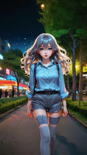 anime 3d,anime girl,girl walking away,harajuku,hinata,anime japanese clothing,pedestrian,3d background,japanese sakura background,hatsune miku,city trans,b3d,walk,anime cartoon,shinjuku,woman walking,digital compositing,dusk background,a pedestrian,3d render