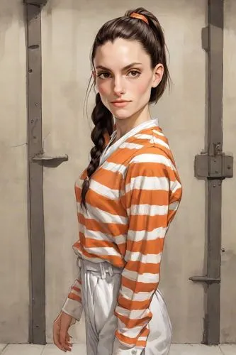 prisoner,eleven,prison,clementine,chainlink,rockabella,portrait background,mime,princess leia,girl in a historic way,pajamas,horizontal stripes,art,striped background,portrait of a girl,ms,veronica,mime artist,aubrietien,lori,Digital Art,Comic