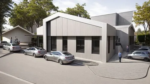 garage,prefabricated buildings,garage door,modern house,metal cladding,cubic house,residential house,automobile repair shop,core renovation,car showroom,modern building,car park,timber house,undergrou