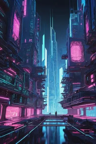 cybercity,cyberpunk,futuristic landscape,cyberia,cybertown,synth,metropolis,cyberscene,polara,cyberworld,futuristic,cyberport,vapor,silico,scifi,fantasy city,cityscape,dystopian,areopolis,bladerunner,Illustration,Japanese style,Japanese Style 07