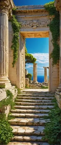 leptis,greek temple,temple of poseidon,ephesus,artemis temple,agrigento,kourion,chersonesos,greek island door,segesta,celsus library,knidos,doric columns,grecian,minoan,caesonia,acropolis,laodicea,erechtheus,greece,Art,Artistic Painting,Artistic Painting 41