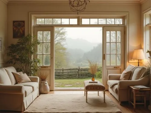 sunroom,sitting room,bay window,country cottage,country house,window curtain,french windows,big window,livingroom,home interior,living room,homely,beautiful home,home landscape,interior decor,window view,wooden windows,family room,housedress,coziness,Photography,General,Realistic