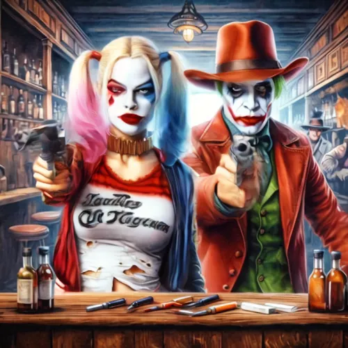 clowns,diner,jigsaw,drinking party,poker,dice poker,unique bar,entertainers,beautiful couple,jigsaw puzzle,dinner for two,joker,tattoo artist,ventriloquist,makeup artist,mobster couple,vegan icons,cos