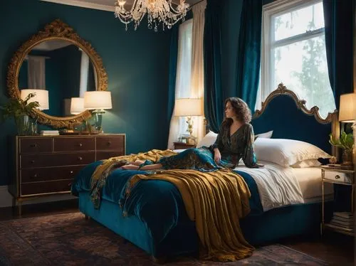 bedchamber,ornate room,blue room,chambre,bedroom,victorian room,guest room,bedrooms,nightstands,bellocchio,great room,mazarine blue,guestroom,headboards,guestrooms,claridge,fromental,danish room,bellocq,malplaquet,Art,Classical Oil Painting,Classical Oil Painting 16