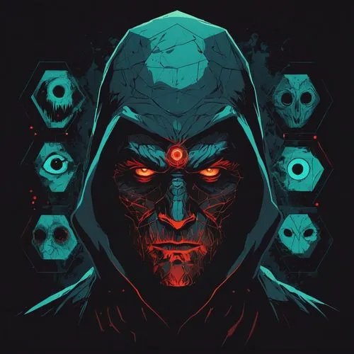 vector illustration,terminator,hex,cyborg,vector art,game illustration,hellboy,witcher,skulls,atom,doctor doom,blood icon,predator,argus,game art,vector graphic,bot icon,darth maul,vector design,hexagon,Illustration,Paper based,Paper Based 19