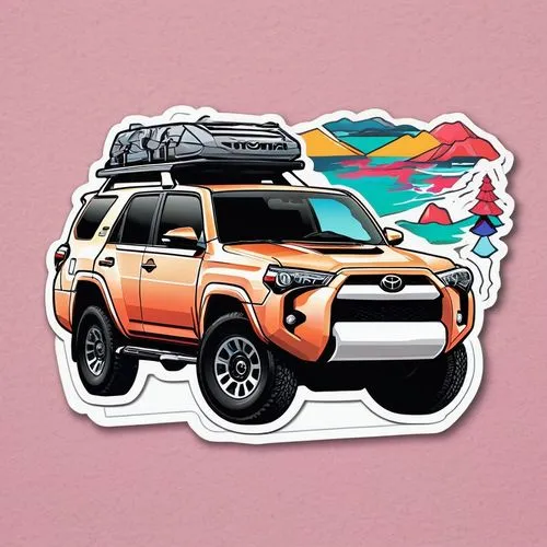 a vector art of a TOYOTA 4RUNNER illustration stickers, vivid colors, colorful, pastel cute colors, Light Pure background,4 runner,toyota 4runner,toyota fj cruiser,toyota rav 4,toyota rav4,subaru rex,