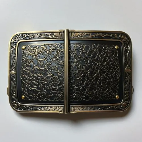 belt buckle,abstract gold embossed,card box,zippo,metal embossing,gold stucco frame,Illustration,Realistic Fantasy,Realistic Fantasy 07