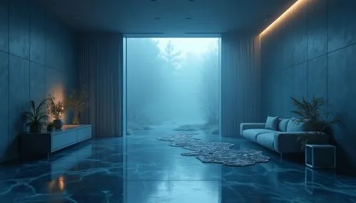 hallway space,luxury bathroom,blue room,thalassotherapy,underwater oasis,underwater background,3d rendering,hallway,deep ocean,aqua studio,underwater landscape,render,3d render,undersea,interior design,metallic door,3d background,aquarium,bath room,glass wall,Photography,General,Realistic