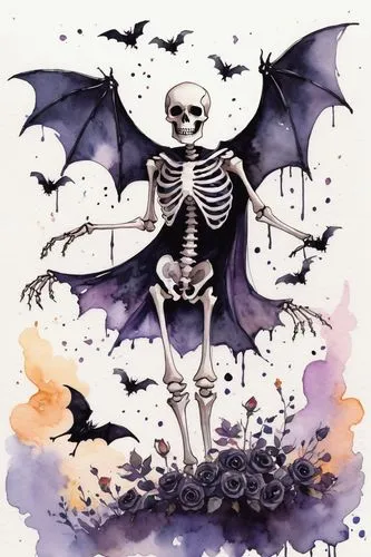 skelemani,skelly,vintage skeleton,day of the dead skeleton,skeletal,death god,Illustration,Paper based,Paper Based 07