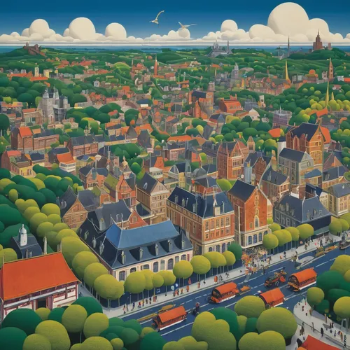 delft,hanseatic city,münsterland,dutch landscape,bremen,luneburg,city of münster,lübeck,townscape,kampen,utrecht,limburg,escher village,groenendael,moret-sur-loing,holland,kerken,groningen,the netherlands,town,Art,Artistic Painting,Artistic Painting 30