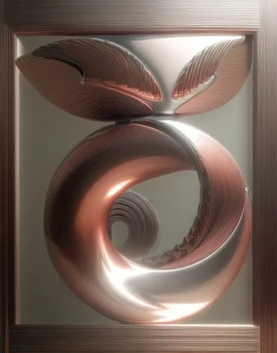 copper frame,fibonacci spiral,torus,time spiral,helix,circle shape frame,curlicue,swirly orb,spiral,volute,steel sculpture,art nouveau frame,apophysis,copper tape,fractals art,curved ribbon,kinetic art,abstract design,abstract artwork,chameleon abstract