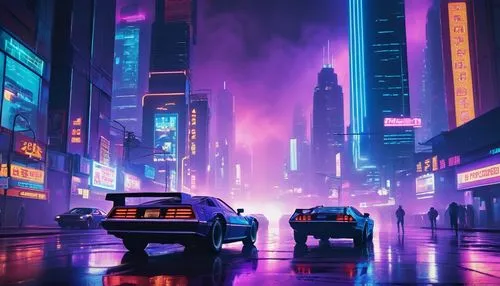 cyberpunk,shanghai,futuristic,hong kong,80s,tokyo city,futuristic landscape,tokyo,neon arrows,cityscape,toyota ae85,fantasy city,taipei,aesthetic,vapor,shinjuku,metropolis,colorful city,hk,miami,Illustration,Realistic Fantasy,Realistic Fantasy 09