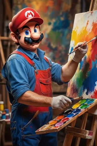 italian painter,painter,mexican painter,painting technique,mario,artista,meticulous painting,pintado,pinturas,art painting,artist,paints,artist portrait,super mario brothers,pintura,to paint,artistical,paint,marios,thick paint,Conceptual Art,Fantasy,Fantasy 09