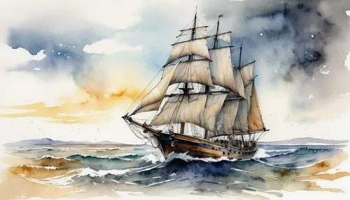 sea sailing ship,sail ship,sailing ship,tallship,tall ship,whaleship,mayflower,barquentine,windjammer,galleon,caravel,three masted sailing ship,eendracht,sailing ships,merchantman,privateering,sailer,pirate ship,bluenose,three masted,Illustration,Paper based,Paper Based 11