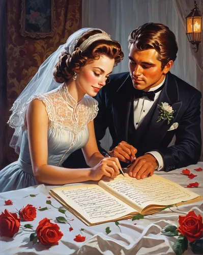 romantic portrait,guestbook,love letters,wedding invitation,wedding couple,declaration of love,young couple,love letter,married,newlyweds,marriage,just married,wedding photo,vintage man and woman,vintage boy and girl,engagement,bride and groom,dowries,man and wife,courtship,Illustration,Retro,Retro 14