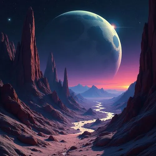 lunar landscape,moonscape,moon valley,alien planet,valley of the moon,alien world,Conceptual Art,Sci-Fi,Sci-Fi 03