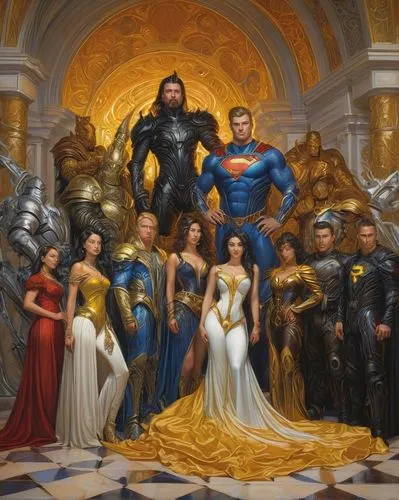 asgardians,supercouples,the coronation,kryptonians,mcu,superfamilies,Illustration,Realistic Fantasy,Realistic Fantasy 03