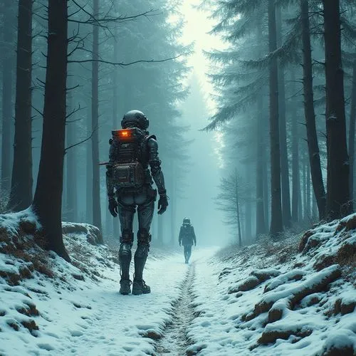 walking man,neomordellistena,sci fi,sci - fi,forest walk,explorers,Conceptual Art,Sci-Fi,Sci-Fi 09