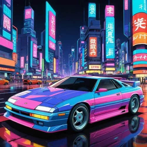 80's design,wanganella,tekmeh,tokyo city,3d car wallpaper,crx,fiero,taito,retro background,retro,tokyo,polara,decade,supra,cyberpunk,tokio,camaros,eighties,takara,aesthetic,Illustration,Japanese style,Japanese Style 03