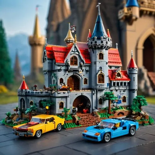 fairy tale castle,lego car,building sets,lego building blocks,miniature cars,fairytale castle,cinderella's castle,christmas cars,disney castle,gold castle,legoland,lego frame,from lego pieces,lego background,toy cars,lego,lego blocks,christmas retro car,medieval castle,fairy village,Photography,General,Fantasy