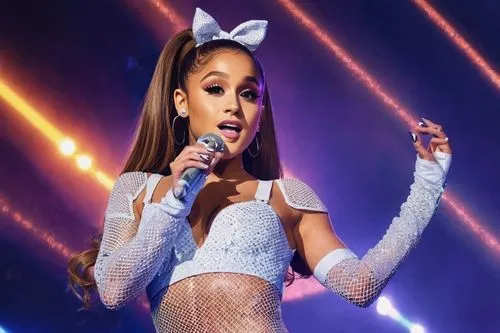 ariana,sweetener,dwt,ari,ariola,videophone,butera,popmatters,chanteuse,performing,white bow,cartoon bunny,babygrande,sportpaleis,little bunny,cat ears,pink bow,leamas,popmusic,wireless microphone,Conceptual Art,Daily,Daily 31