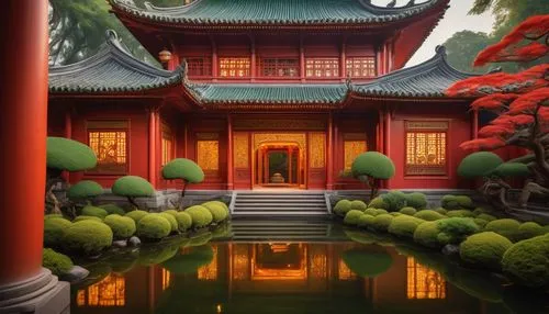 asian architecture,qingcheng,shuozhou,buddhist temple,oriental painting,qibao,hall of supreme harmony,teahouse,the golden pavilion,chaozhou,oriental,suzhou,summer palace,golden pavilion,lotus pond,lily pond,sanshui,soochow,heian,hanging temple,Illustration,Realistic Fantasy,Realistic Fantasy 31