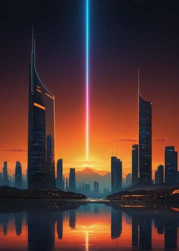 coruscant,cybercity,dubai,futuristic landscape,dubia,coruscating,cyberport,mubadala,barad,polara,megacorporation,dubay,supertall,futuristic,futurist,monoliths,tribute in light,cityscape,burj,cybertown,Art,Artistic Painting,Artistic Painting 26