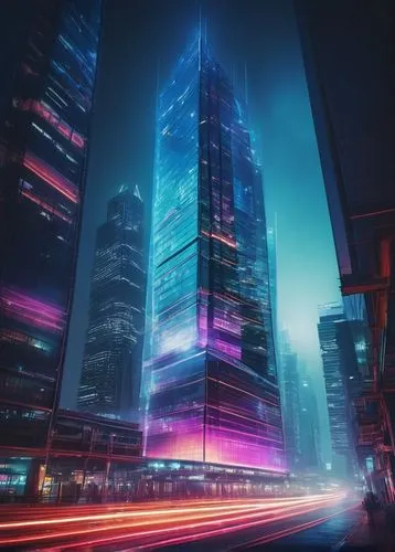 cybercity,guangzhou,cybertown,electric tower,shanghai,cyberport,light trail,pc tower,city at night,ctbuh,skyscraping,cyberpunk,skyscraper,supertall,dubai,megacorporation,blur office background,hypermodern,tribute in light,futuristic landscape,Photography,Artistic Photography,Artistic Photography 05