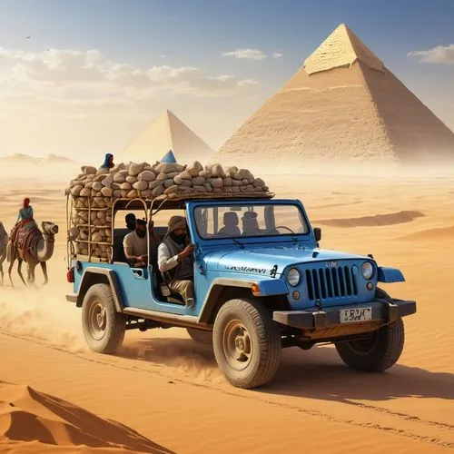 Journalist driving his Jeep accross egypt,desert safari,camel caravan,desert safari dubai,egypt,egyptienne,jeep rubicon,dubai desert safari,humaid,off-road vehicles,jeep,tuareg,jeeps,jordan tours,giza