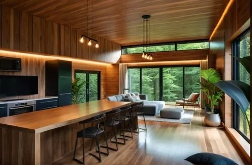 modern kitchen interior,wood casework,modern kitchen,interior modern design,kitchen design,bohlin,contemporary decor,mid century house,paneling,forest house,timber house,prefab,modern decor,kitchen interior,cabin,cabinetry,hardwood floors,modern room,electrohome,home interior